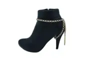 Women Gold Chain Boot Bracelet Western Jewelry Shoe Anklet Tassel Fringes Charm