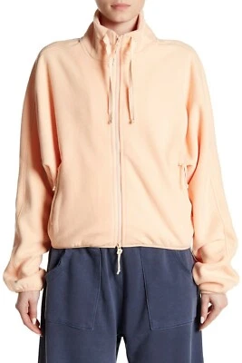 Free People higher ground orange nectar fleece zip up jacket Medium