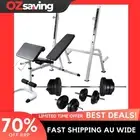 Workout bench adjustable weight rack barbell dumbbell set 60.5kg black 5362