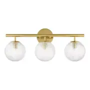 HAMPTON BAY Walsh 22 in. 3-Light Brass Vanity Light with Prismatic Glass Shades