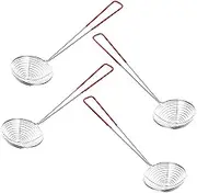 4pc Set Hot Pot Colander Mesh Strainer Handle Stainless Steel Skimmer Spoon Cooking Strainer for Kitchen