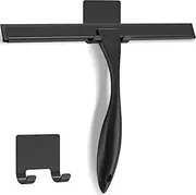 Mumoo Bear All-Purpose Shower Squeegee for Glass Door with Adhesive Hook, Bathroom Cleaner Tool Household Window Mirror Squeegee for Glass Doors, Cleaning Tile Wall, Car(Black)