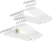 Zekroh 10 Pack Wide Shoulder Metal Hangers, 17.7 inch Heavy Duty Retro Suit Hangers with Non Slip PVC-Coating for Closet, Dresses, Pants, Sweaters, Jackets (White)