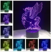 Unicorn Wings Pony 3D Nightlight Visual Illusion LED Colour Change Flash Lamp