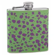 6 oz Purple and Green Cheetah Skin Printed Hip Flask