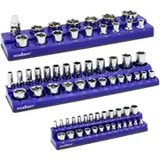 3-Piece Magnetic Socket Organizer Set, IMPERIAL Socket Holder, 1/4", 3/8", 1/2" Socket Organiser Tray, Holds Up to 75 Pieces Sockets