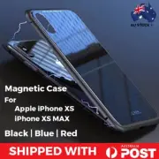 Magnetic Metal Frame Tempered Glass Phone Case Cover iPhone X XS MAX XR 7 8 Plus