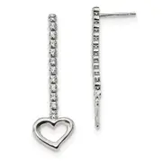 Sterling Silver Cz Dangle Heart Earrings