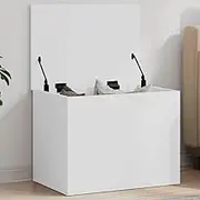 White Engineered Wood Storage Box, 60x42x46 cm, Multifunctional Organizer for Living Room Storage, Toy Chest