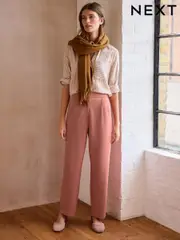 Pink Premium Ponte Barrel Leg Trousers With Wool (E75725) | $61