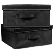 2 Pack Stackable Storage Bins - Fabric Storage Bins with Lid for DVD Storage,...