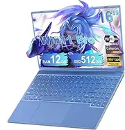 Laptop 16 Inch 12 GB RAM 512 GB ROM Extensions 2.5 Inch 1 TB SSD, Laptop Win 11 with 4-Core CPU N5095 (up to 2.9 GHz), 1920 x 1200丨5G WiFi, Bluetooth & German Keyboard Sticker Blue