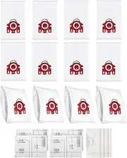 [intendvision] 12 Packs 3D Airclean Bags Compatible for Miele 3D FJM Vacuum Cleaner Bags FJM Dustbags, for Complete C1, Compact C1, Compact C2, S6, S4, S700 S500 S300 S200 Series with 4 Set Filters