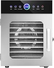 TT-YED Stainless Steel Food Dehydrator, 10 Stainless Steel Trays, 24-Hour Timer, Adjustable Temperature 30-90°C, Fruit And Vegetable Dehydrator, Meat And Mushroom Dryer, 425W,10th floor