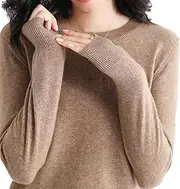 [Generic] Cashmere Sweaters for Women, Cashmere Crew Neck Long Sleeve Soft Pullover Sweater, Womens Cashmere Sweater