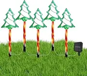 Outdoor Christmas Trees for Yard, 5X Solar Powered Lawn Christmas Tree, Landscape Path Lights, Waterproof Solar Christmas Stake Lights, Outdoor Lighted Stake for Garden