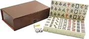 Vaguelly 1 Set Mahjong Portable Travel Game Kit with Dice and Storage Box for Family Gatherings and Parties Lightweight Smooth Surface Easy to Clean for Go Fun