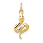 14K Yellow Gold Solid Polished Snake Charm