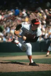 Baseball Baltimore Orioles Dave Mcnally In Action Pitching Vs Boston Old Photo