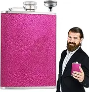 Alcohol Drinking Flasks | Stainless Steel Hip Flask with Funnel 8oz Alcohol Flask | Glitter Drinking Pot Leak-Proof Portable Liquor Flask for Whisky & Wine