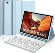Samsung Galaxy Tab A8 10.5 Case with Keyboard 2022, Detachable Magnetic Wireless Keyboard|Smart 7 Colors RGB Backlit|Slim Folio Cover with S Pen Holder for Galaxy Tab A8 10.5” (SM-X200/X205/X207) Blue