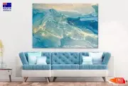 Abstract Blue & Gold Paint Wall Canvas Home Decor Australian Made Quality