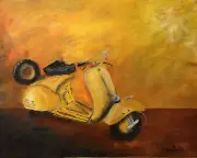 Original Oil Painting Artwork Vespa Piaggio