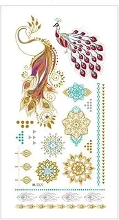 AIMALL Women's Boho Chic Metallic Gold & Silver Temporary Tattoo Stickers for Body and Arm Art - Fashionable Temporary Skin Art