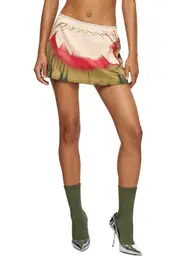 [Diesel] Diesel - Mini skirt with blowout print - Skirts - Woman - Green M Green