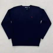 Polo Ralph Lauren Lambswool Crew-neck Sweater Boy's Size XL Navy Blue VTG NWT
