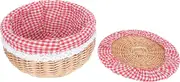 Woven Food Storage Basket Wicker Design for Snacks Fruits Bread Versatile Sundries Organizer for Kitchen Picnic Home Decor Elegant Checkered Lining