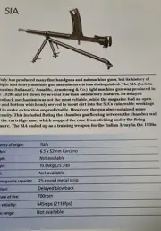SIA Machine Gun Picture Out of Print Spec Sheet Decor Art