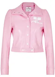 Courrèges Logo Cropped Vinyl Jacket - Pink - 36 (UK8 / S) 36 (UK8 / S)