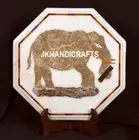Antique Marble Console Table Top Tiger Eye Elephant Inlay Interior Home Decor