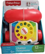 Fisher-Price Pull Along Chatter Telephone Toy Eyes Move Ringing Sounds NEW