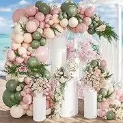 Sage Green Balloon Garland Pink White Sand Balloon Arch Kit 134PCS Balloon Decoration Birthday Wedding