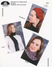 Plymouth Yarn Knitting Pattern S058 Sinsation Scarf, Headband, Gaiter Easy Knit!