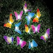 Butterfly Solar String Lights Outdoor Waterproof for Outside Camping Garden Hanging Lights for Tree Fence Patio Yard Balcony 12 LED