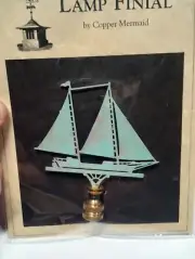 3 Mast Schooner Lamp Finial Beach House Ocean Nautical Verdigris Finish