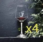 Apple Wine Glasses x4 Premium 12 Oz Personalize Fruit Tree Food Organic NEW
