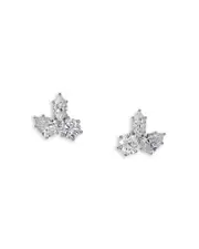 Nadri Btrx Mixed Cubic Zirconia Cluster Stud Earrings in Rhodium Plated