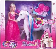 Princess Doll and Magic Light Unicorn Playset, Unicorn Princess Toys Gifts for Girls Kids Aged 3 4 5 6, Present for Christmas, Birthday