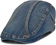[HIQIU] Flat Cap Men's Denim Cotton Beret Hat Beret Hat Unisex Flat Cap Ivy Newsboy Cabbie Caps Driving Hat