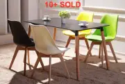 6x DSW Retro Replica Faux Leather Padded Dining Eiffel Chairs Chair Solid Wood