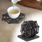 Hollow Out Spider Web Coasters Wood Halloween Drink Coasters Party Supplies