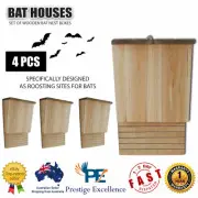 Set of 4 Wooden Bat House Garden Ornament Outdoor Hanging Nesting Box 22x12x34cm