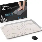 Stone Bath Mat, Super Absorbent Shower and Kitchen Mat - Quick Drying Stone f...
