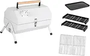 LeeQinersw Tabletop Charcoal Grill with Handle, BBQ for Backyard Events, White