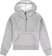 [SANTINY] Girls Sweatshirt Cropped Kids Sweatshirt Half Zip Hoodies for Teen Girls