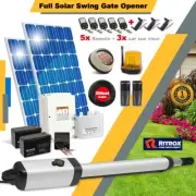 RITROX Farm Full Solar Powered Single Swing Gate Opener Motor 5x Remote Keypad